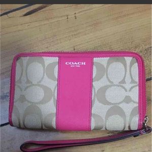 COACH PINK AND TAN WRISTLET
